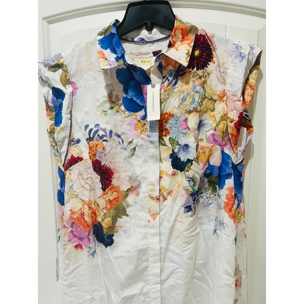 NWT❤️Anthro Maeve Floral High-Low Shirt Dress szM - Picture 6 of 11